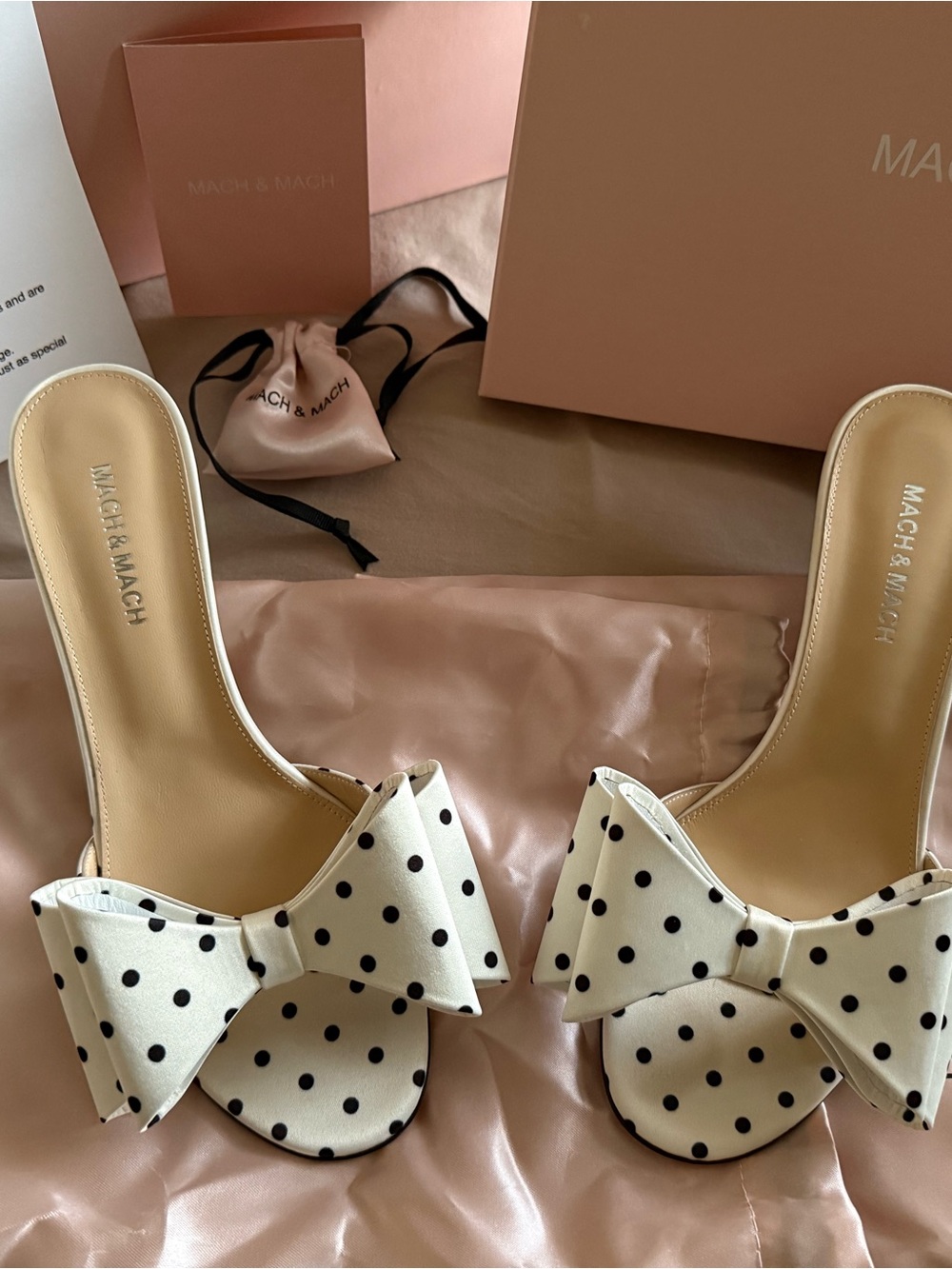 MACH & MACH NWT- Satin Polka Dot Print Mules Size 39